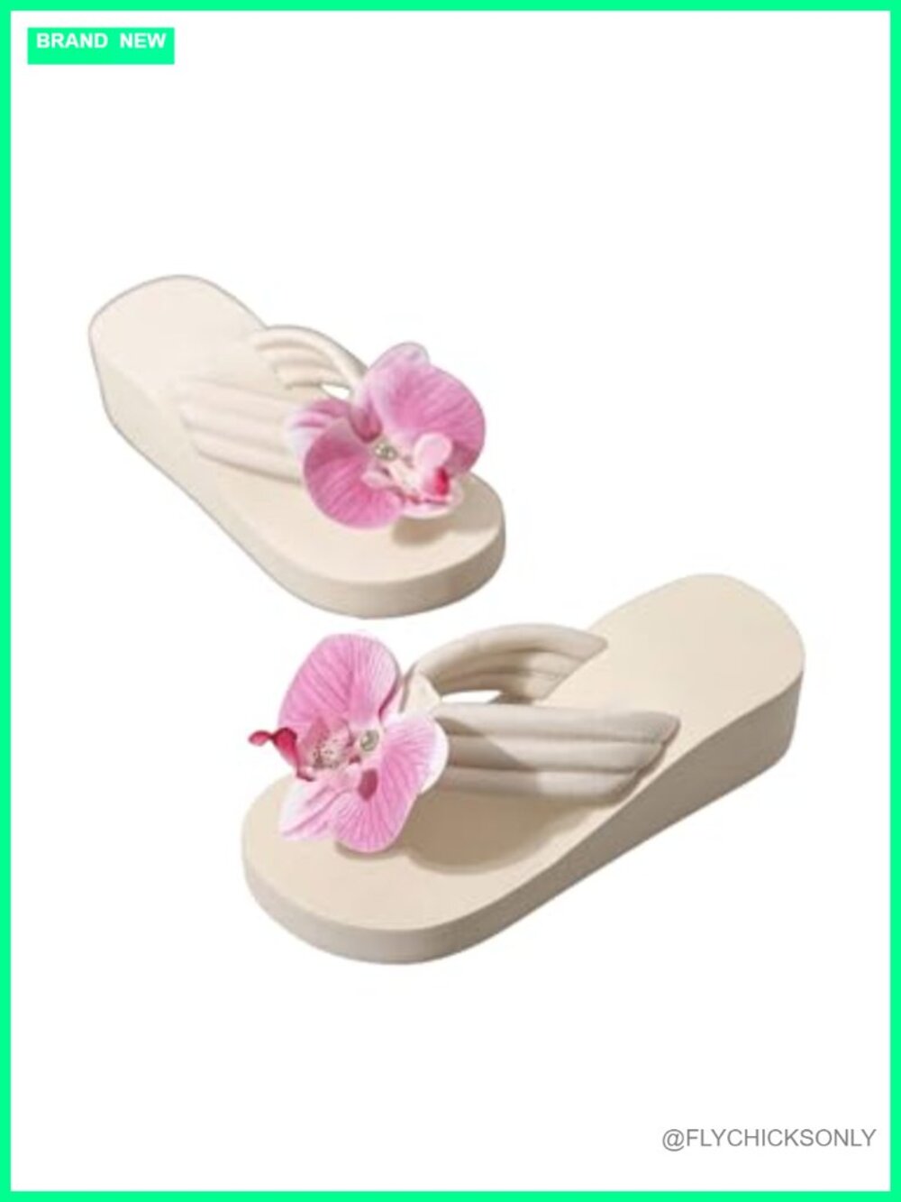 Women's 3D Floral Platform Sandals Wedge Flip Flops Slip On